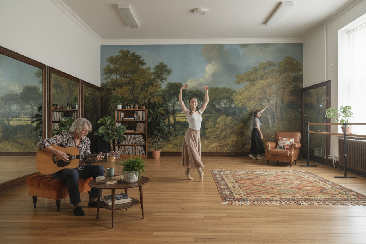 Cloudy Sky Wallpaper Shades Green Wall Mural