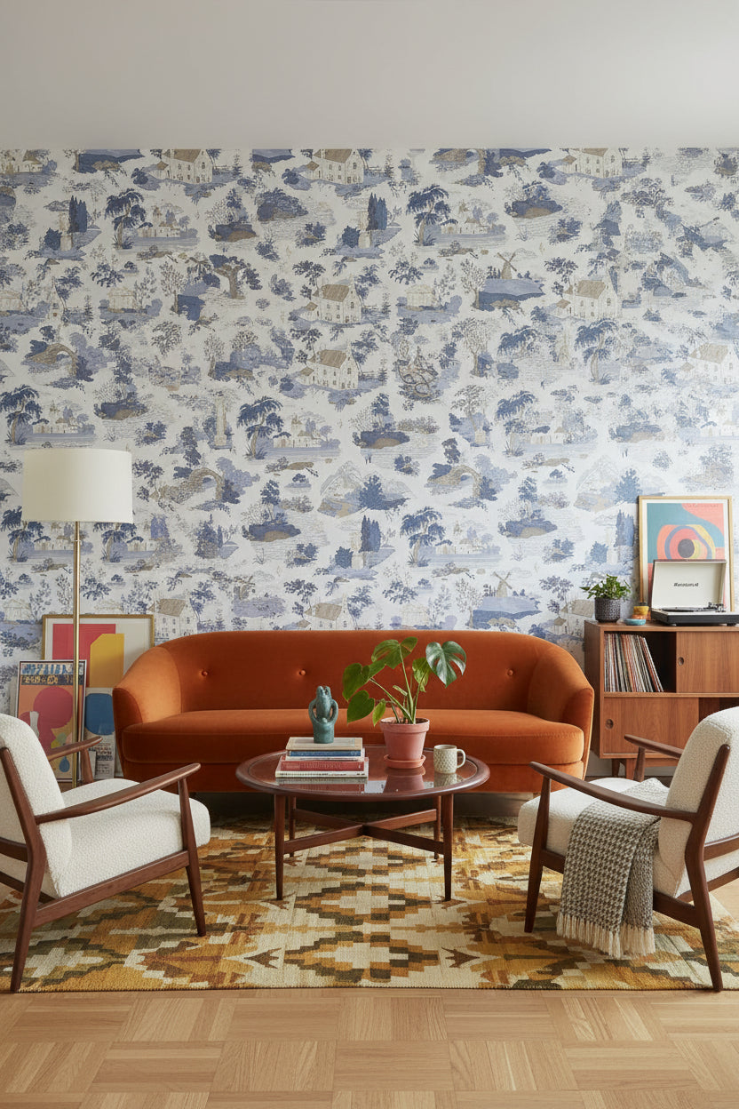 Toile Wallpaper Traditional Pastoral Decorative Mural