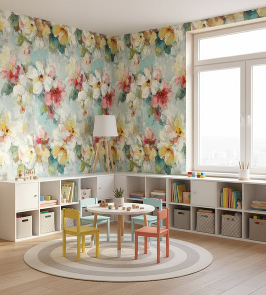 Floral Wallpaper Bright Contemporary Decorative Mural