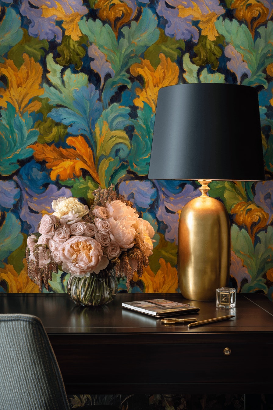 Floral Wallpaper Abstract Vibrant Wall Mural