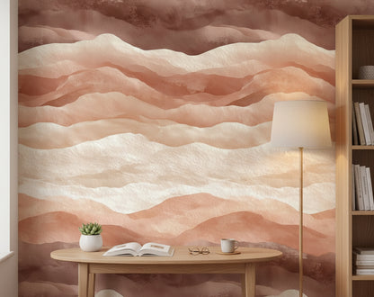 Terracotta and Cream Abstract Landscape Wallpaper