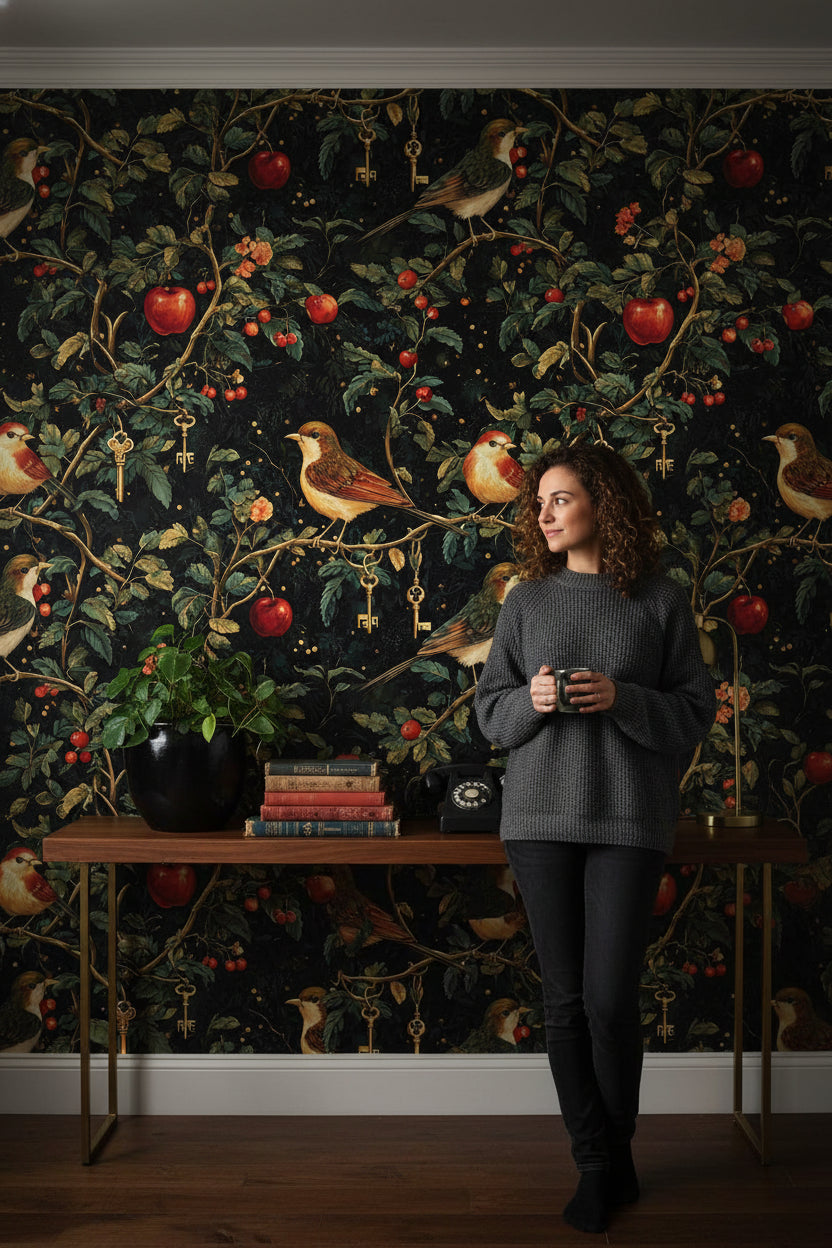 Birds Wallpaper Foliage Mystical Decorative Mural