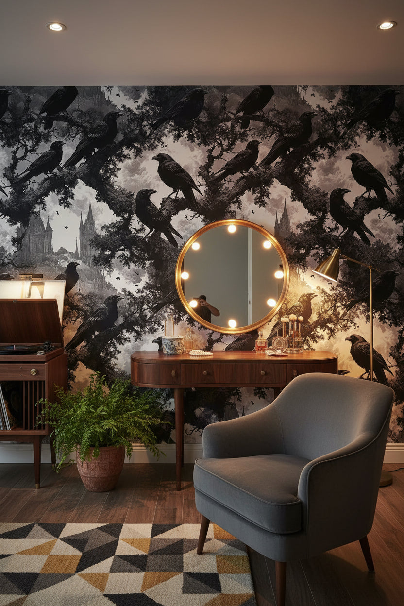 Gothic Wallpaper Dark Architecture Decorative Mural