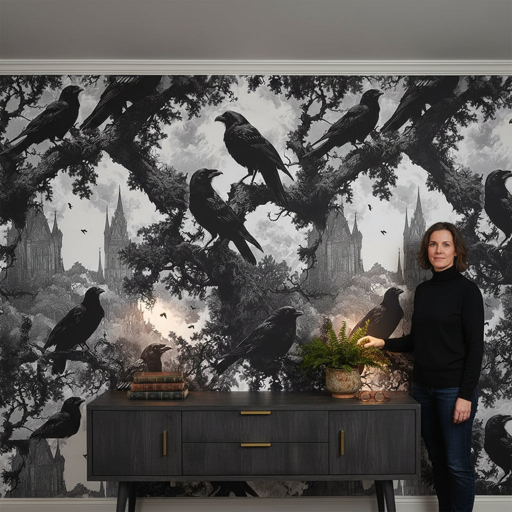 Gothic Wallpaper Dark Architecture Decorative Mural