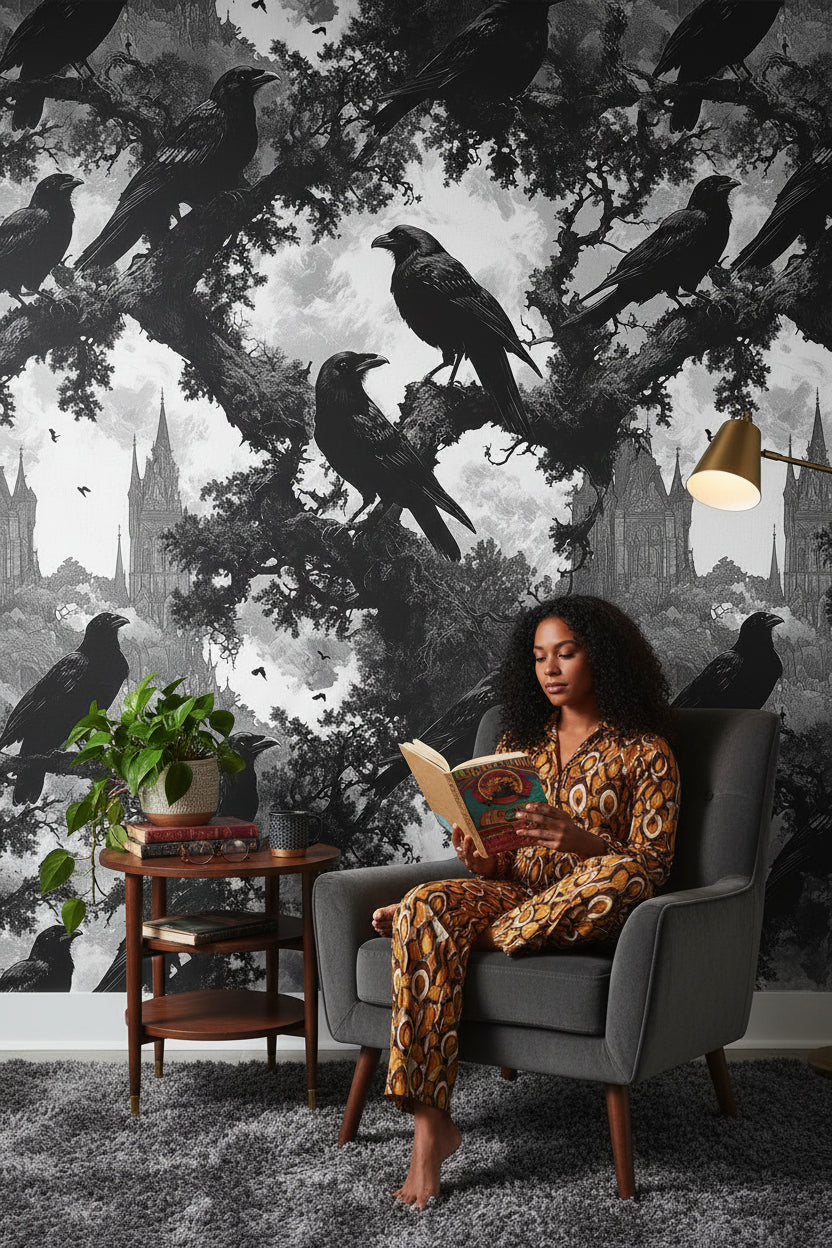 Gothic Wallpaper Dark Architecture Decorative Mural