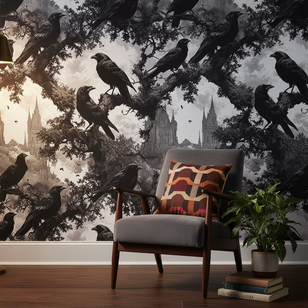 Gothic Wallpaper Dark Architecture Decorative Mural