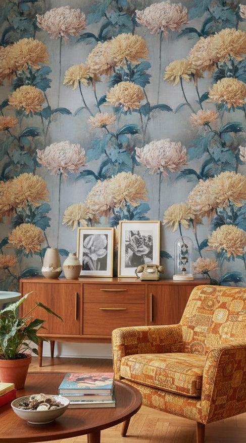 Floral Wallpaper Vintage Removable Beige Wall Double Roll