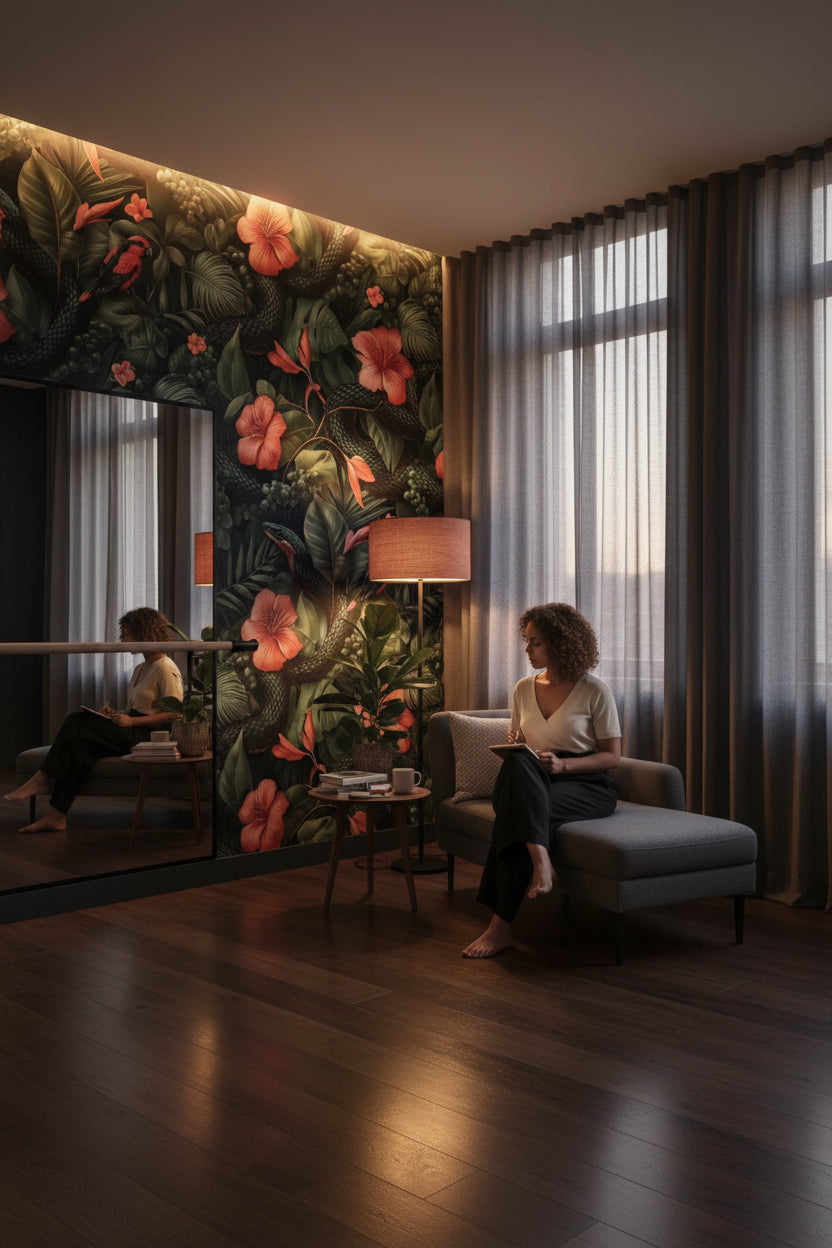 Exotic Snake Wallpaper Bird Tropical Decorative Mural