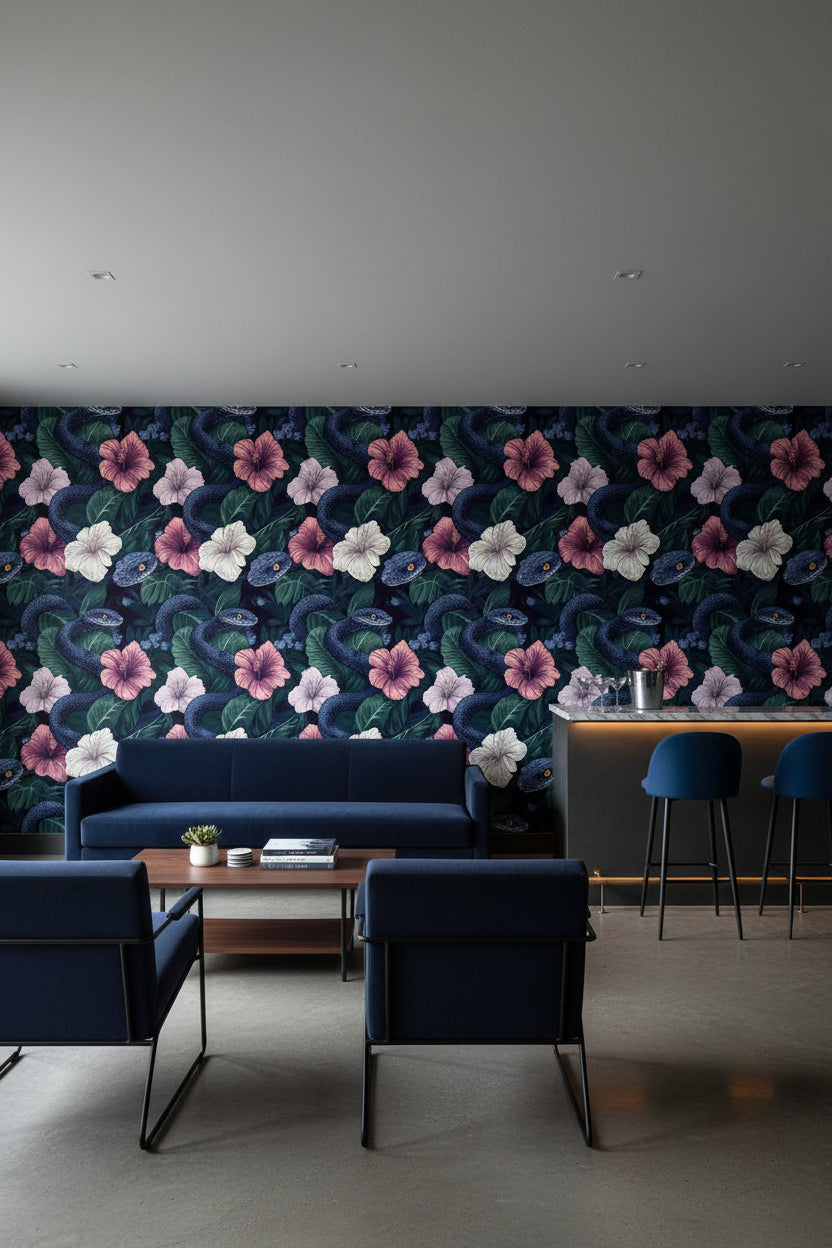 Tropical Wallpaper Dark Exotic Decorative Mural