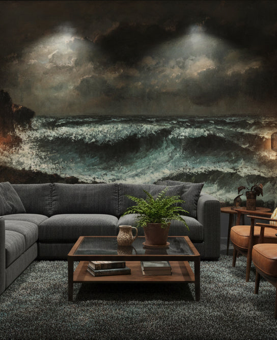 Seascape Wallpaper Stormy Waves Wall Mural