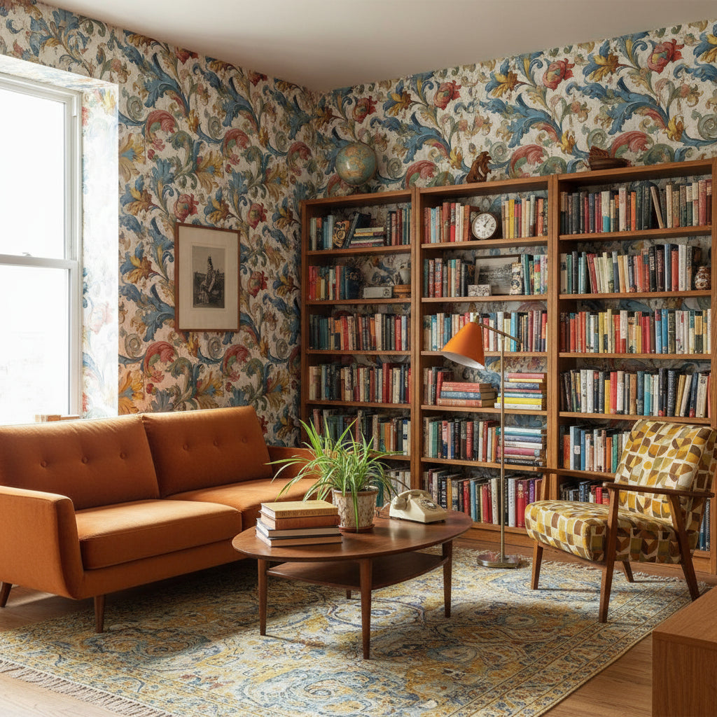 Floral Wallpaper Damask Vintage Wall Double Roll