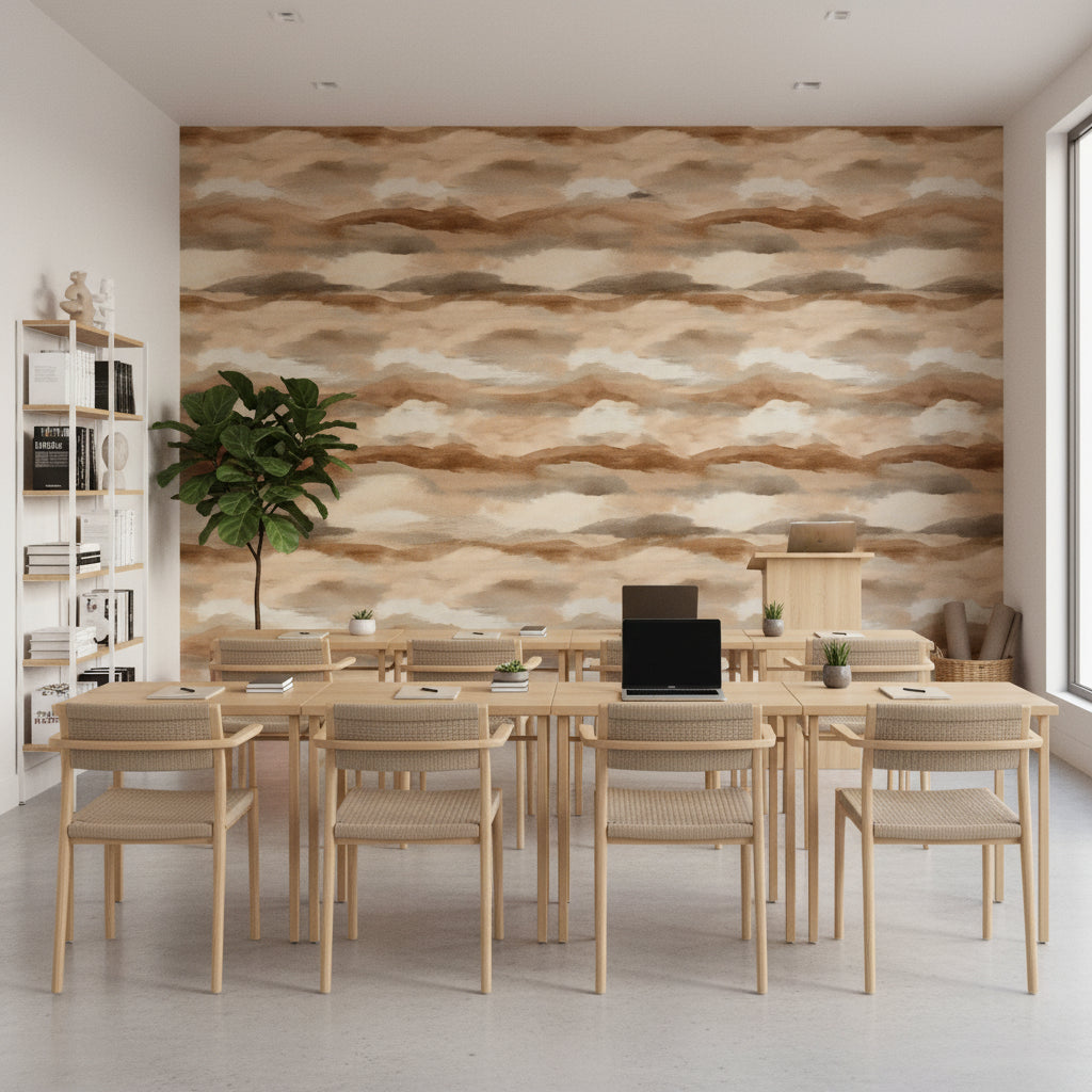 Taupe Beige Abstract Cloud Wallpaper