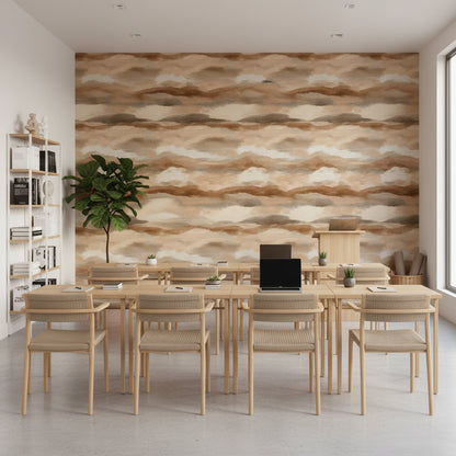 Taupe Beige Abstract Cloud Wallpaper