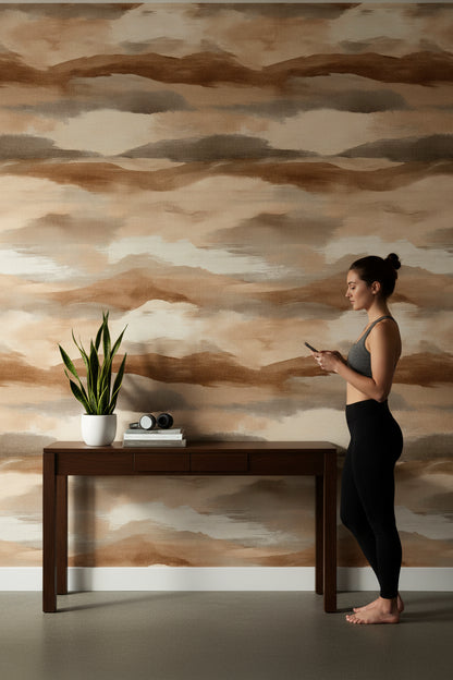 Taupe Beige Abstract Cloud Wallpaper