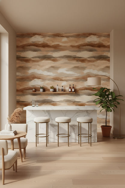 Taupe Beige Abstract Cloud Wallpaper