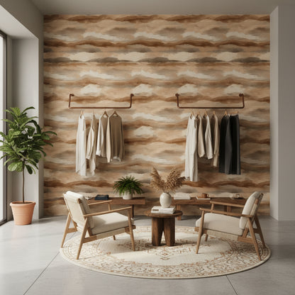 Taupe Beige Abstract Cloud Wallpaper
