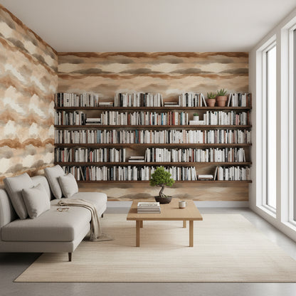 Taupe Beige Abstract Cloud Wallpaper