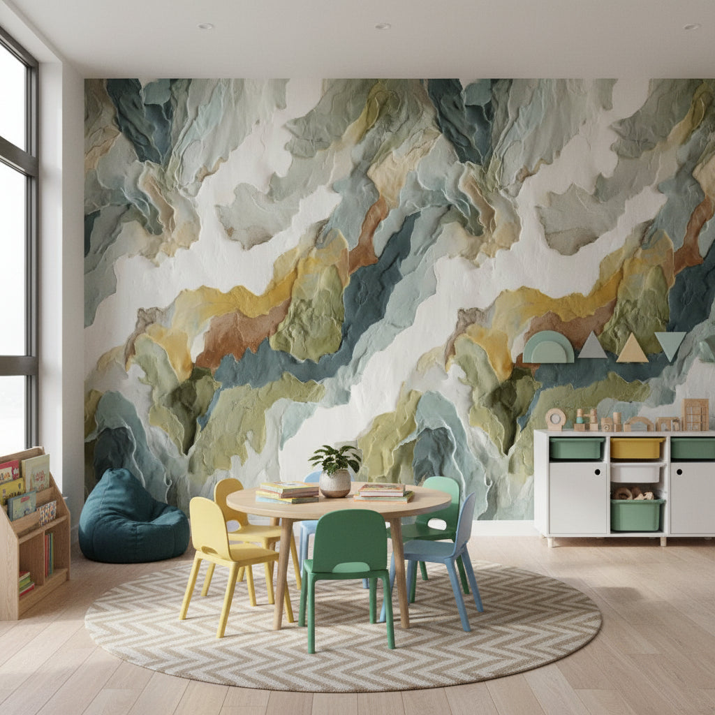 Shades Of Green Wallpaper Abstract Removable Layered Wall Mural
