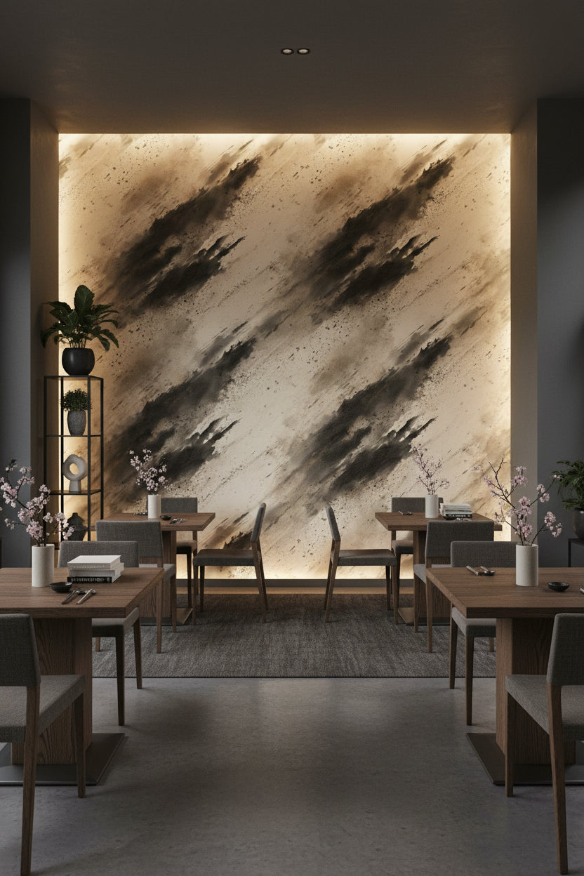 Abstract Wallpaper Marble Brush Strokes Removable Wall Decor