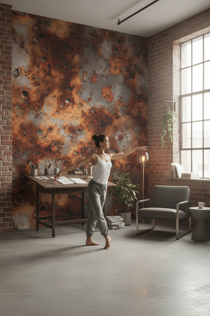 Rustic Brown and Gray Abstract Texture Wallpaper