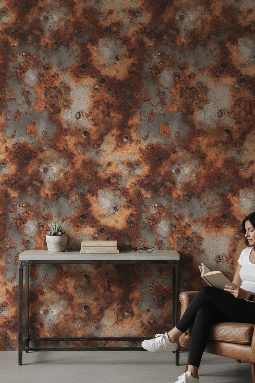 Rustic Brown and Gray Abstract Texture Wallpaper