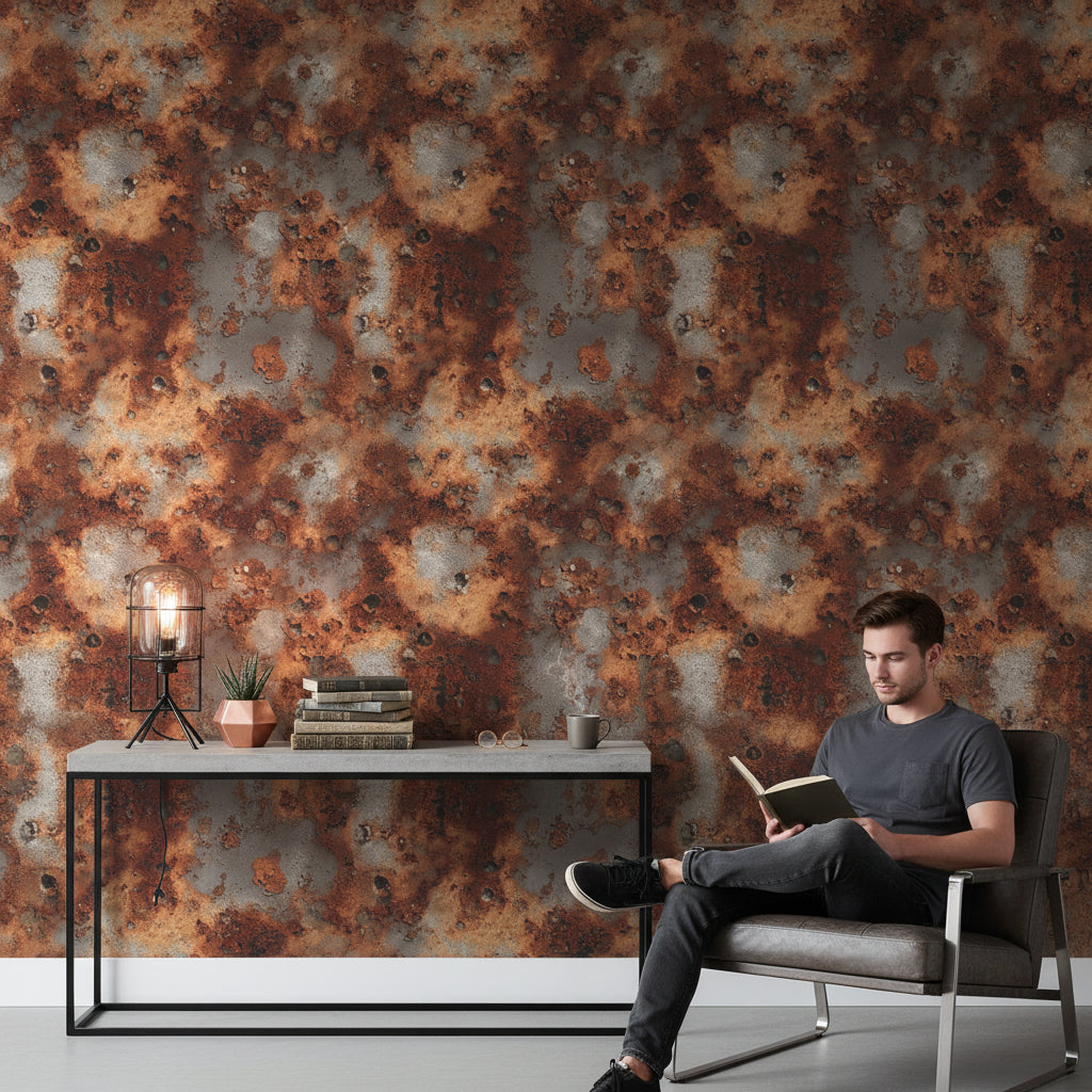 Rustic Brown and Gray Abstract Texture Wallpaper