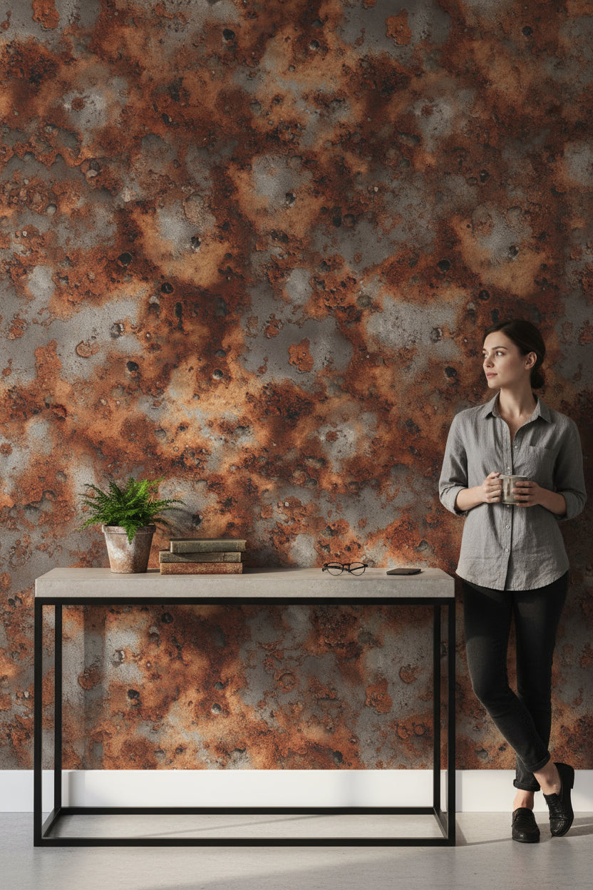 Rustic Brown and Gray Abstract Texture Wallpaper
