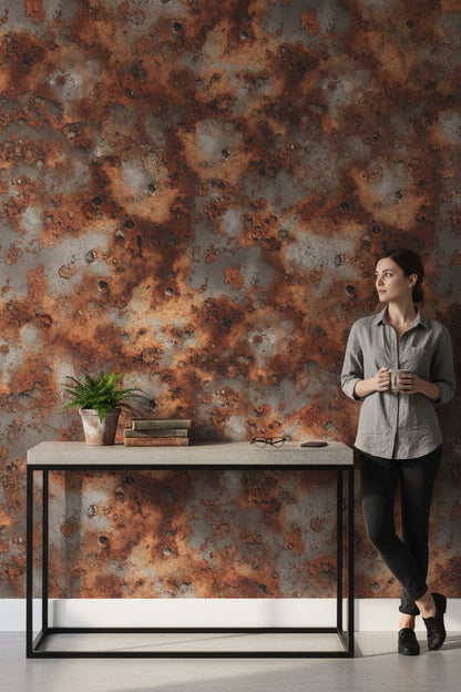 Rustic Brown and Gray Abstract Texture Wallpaper