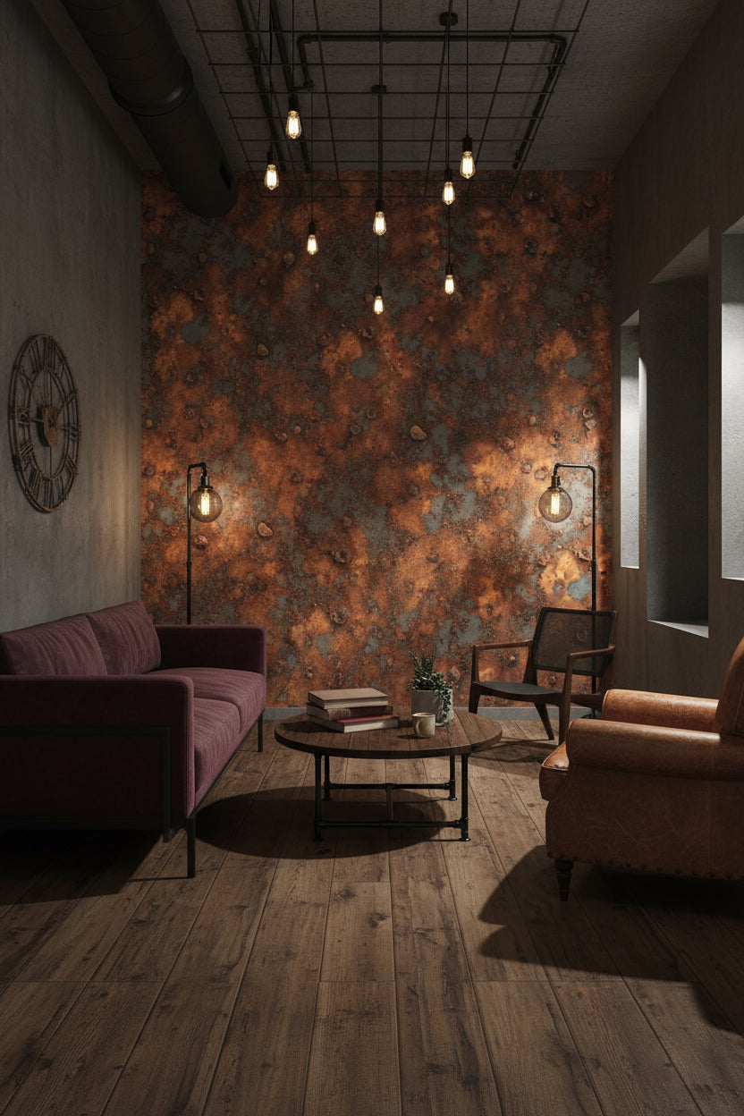 Industrial Wallpaper Textured Rust Wall Mural