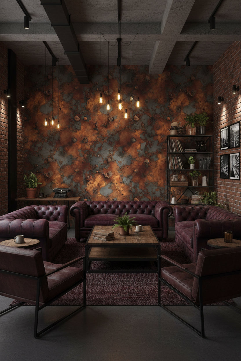 Industrial Wallpaper Textured Rust Wall Mural