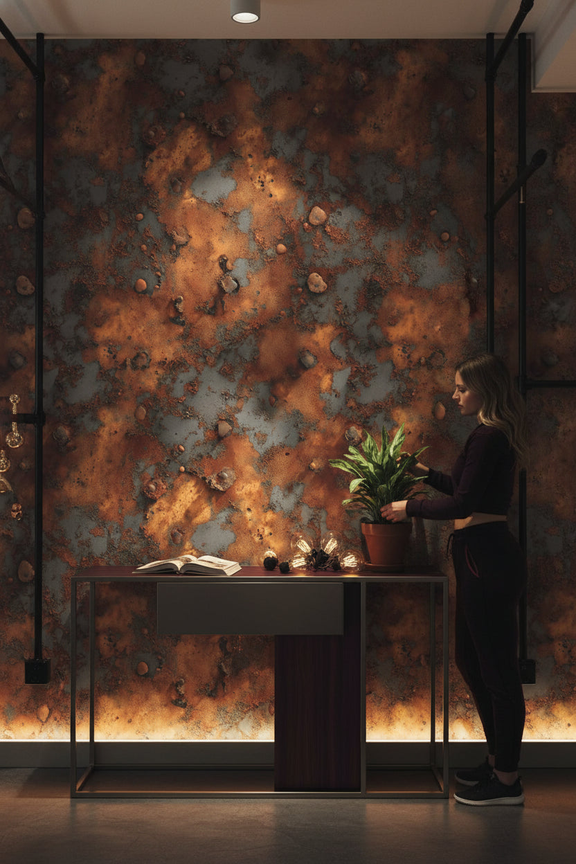Industrial Wallpaper Textured Rust Wall Mural