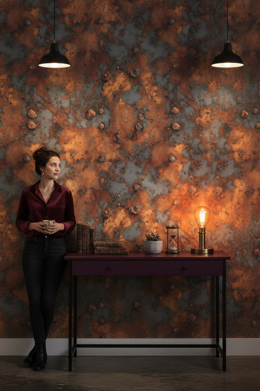 Industrial Wallpaper Textured Rust Wall Mural