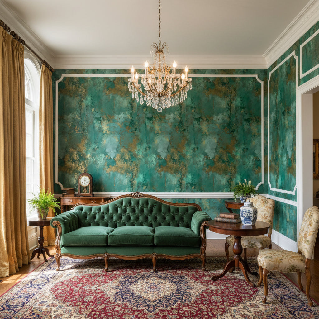 Shades Of Green Wallpaper Teal Abstract Wall Mural