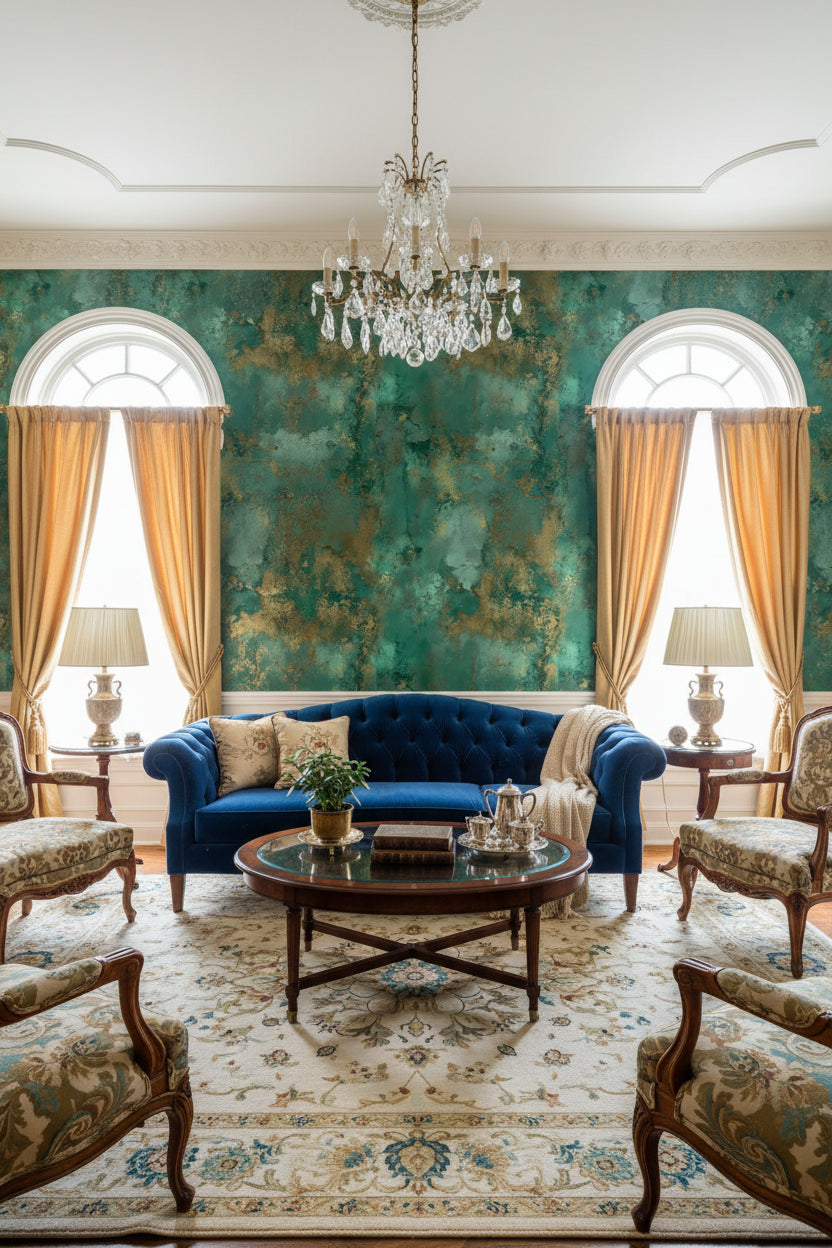 Shades Of Green Wallpaper Teal Abstract Wall Mural