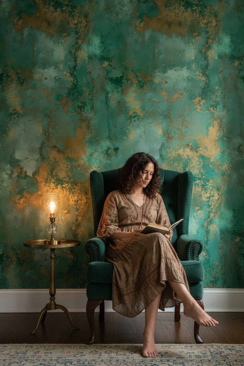 Shades Of Green Wallpaper Teal Abstract Wall Mural