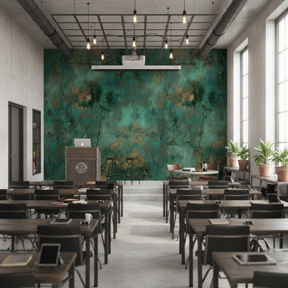 Emerald Green Abstract Textured Wallpaper