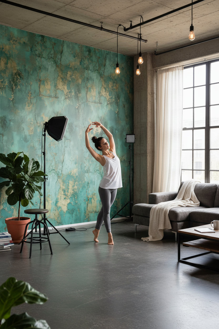 Abstract Wallpaper Marble Mural Green Wall Decor