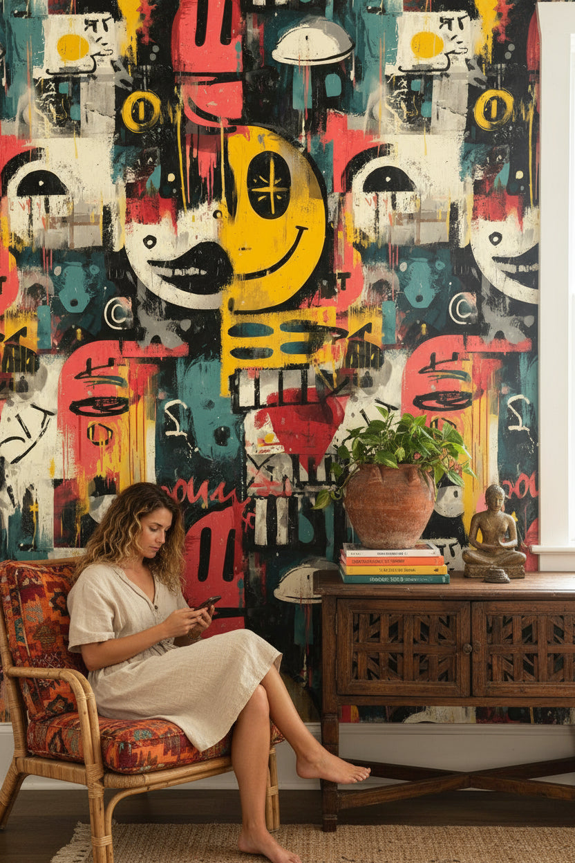 Geometric Wallpaper Artistic Vibrant Wall Mural