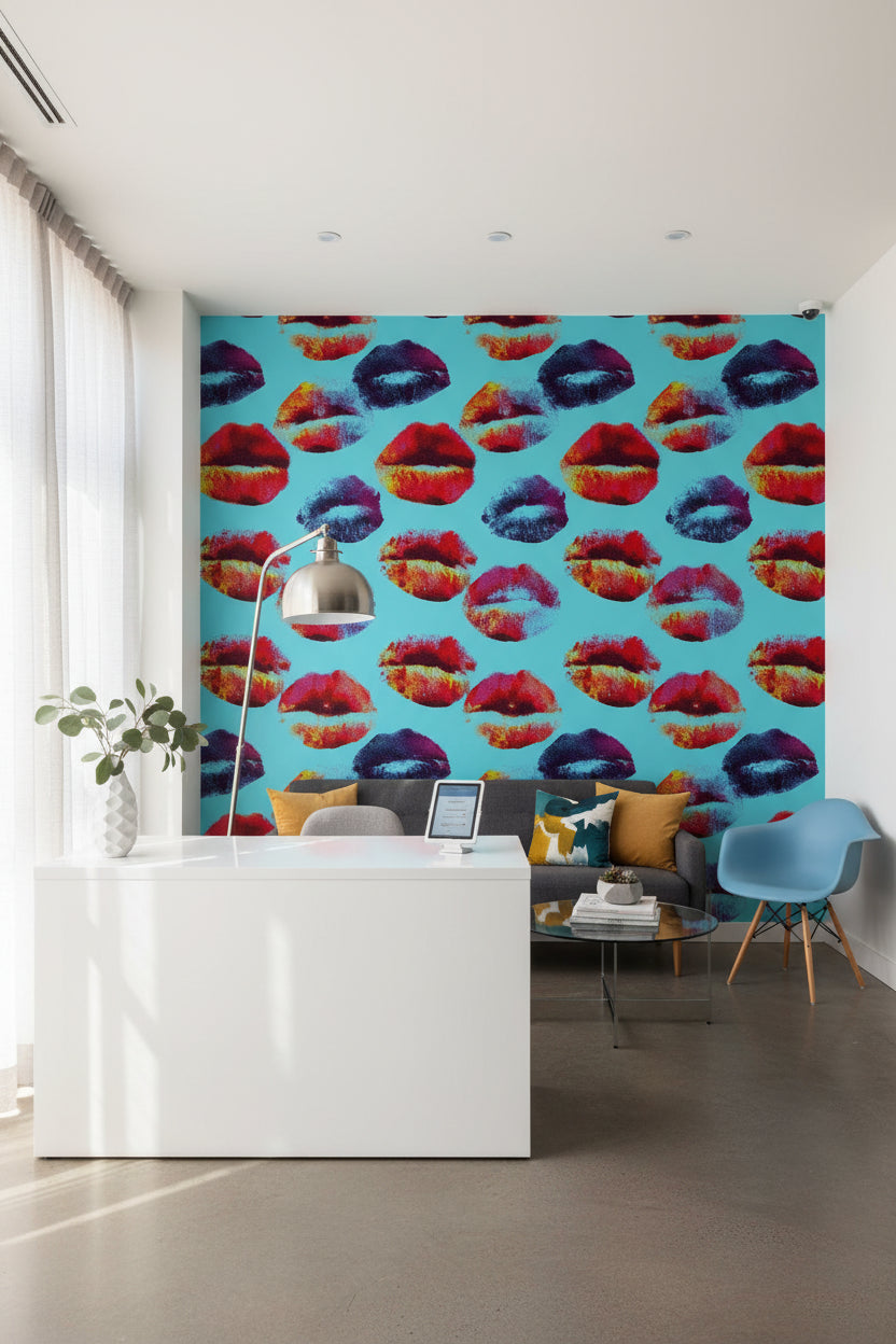 Pop Art Wallpaper Lips Vibrant Mural Modern Wall Decor