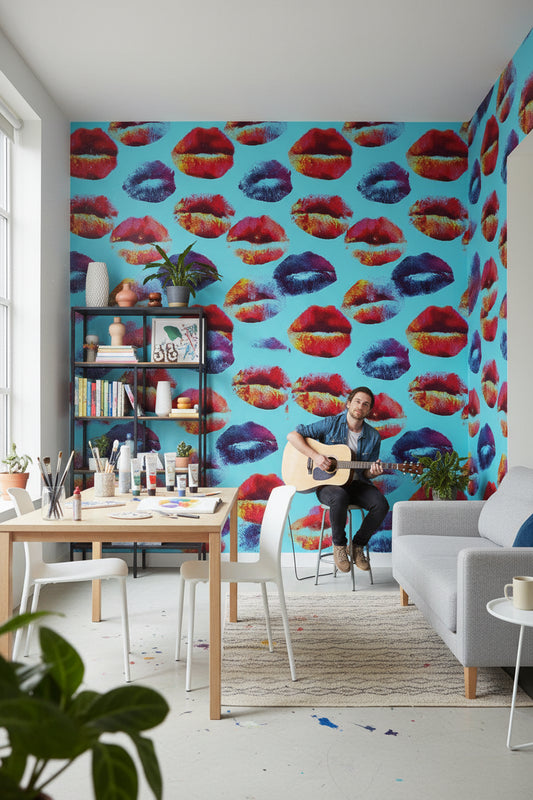Pop Art Wallpaper Lips Vibrant Mural Modern Wall Decor