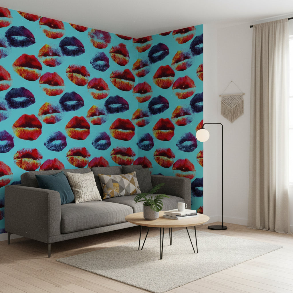 Pop Art Wallpaper Lips Vibrant Mural Modern Wall Decor