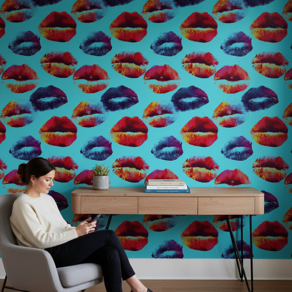 Pop Art Wallpaper Lips Vibrant Mural Modern Wall Decor