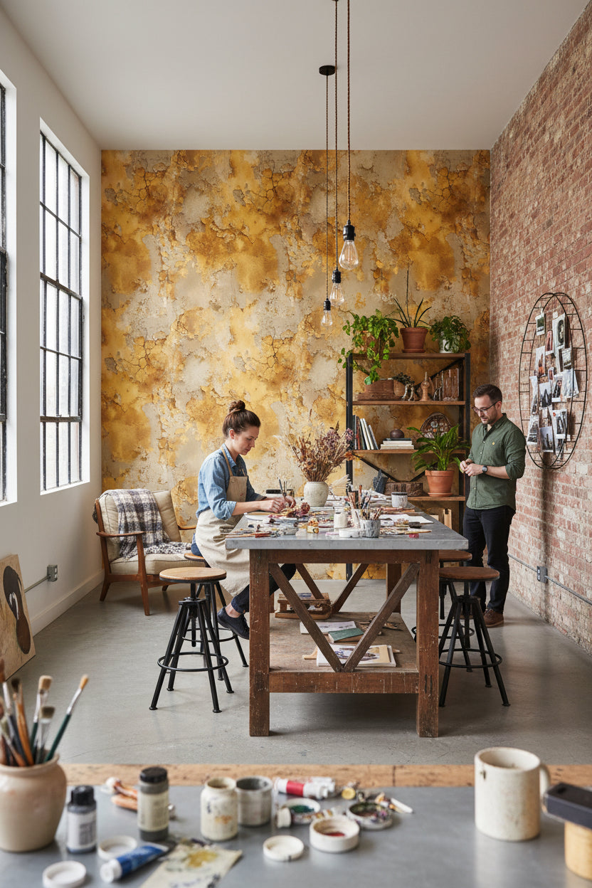 Rustic Abstract Pattern Wallpaper Natural Decorative Mural
