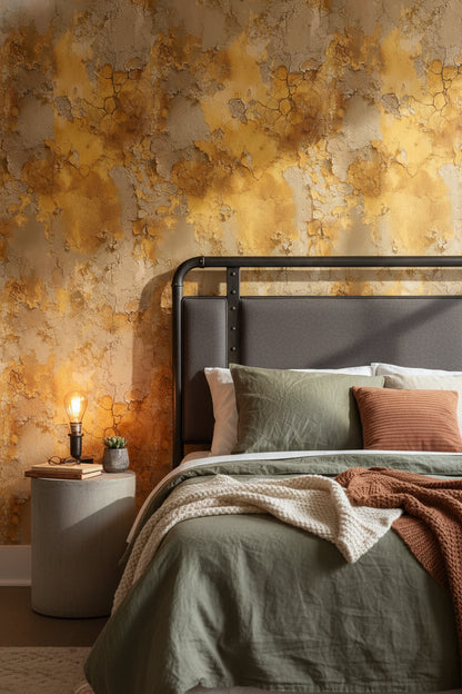 Golden Look Textured Abstract Pattern Wallpaper
