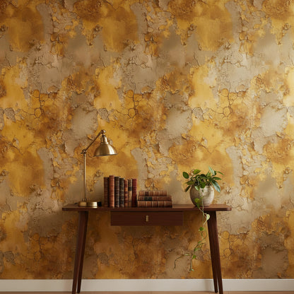 Golden Look Textured Abstract Pattern Wallpaper