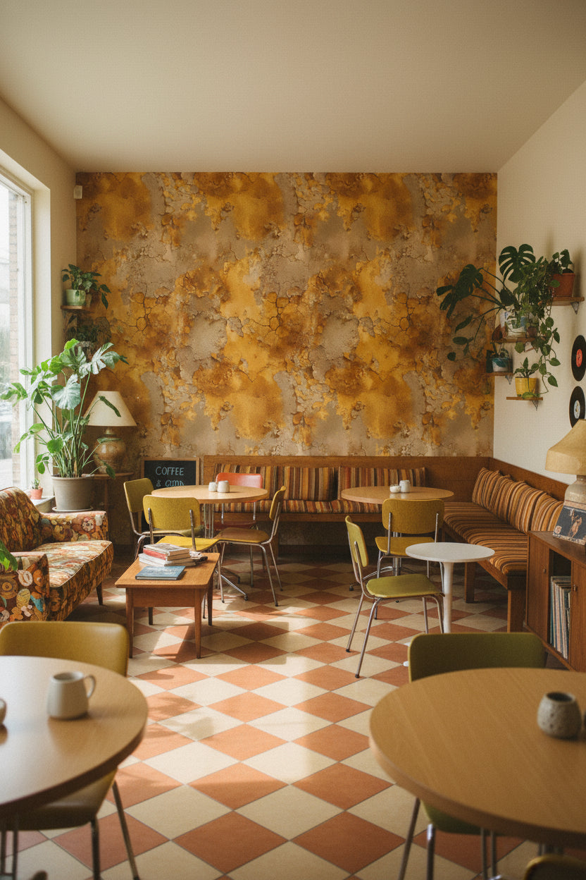 Golden Look Textured Abstract Pattern Wallpaper
