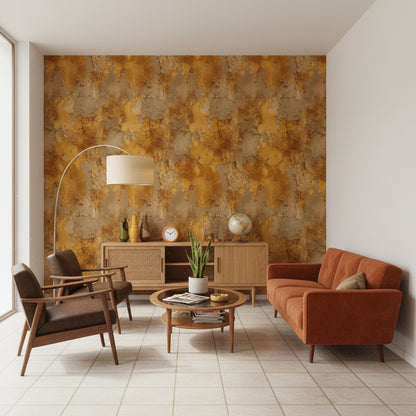 Golden Look Textured Abstract Pattern Wallpaper