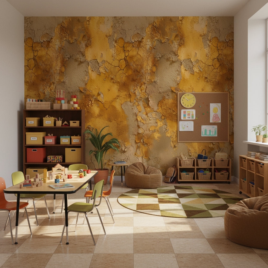 Golden Look Textured Abstract Pattern Wallpaper