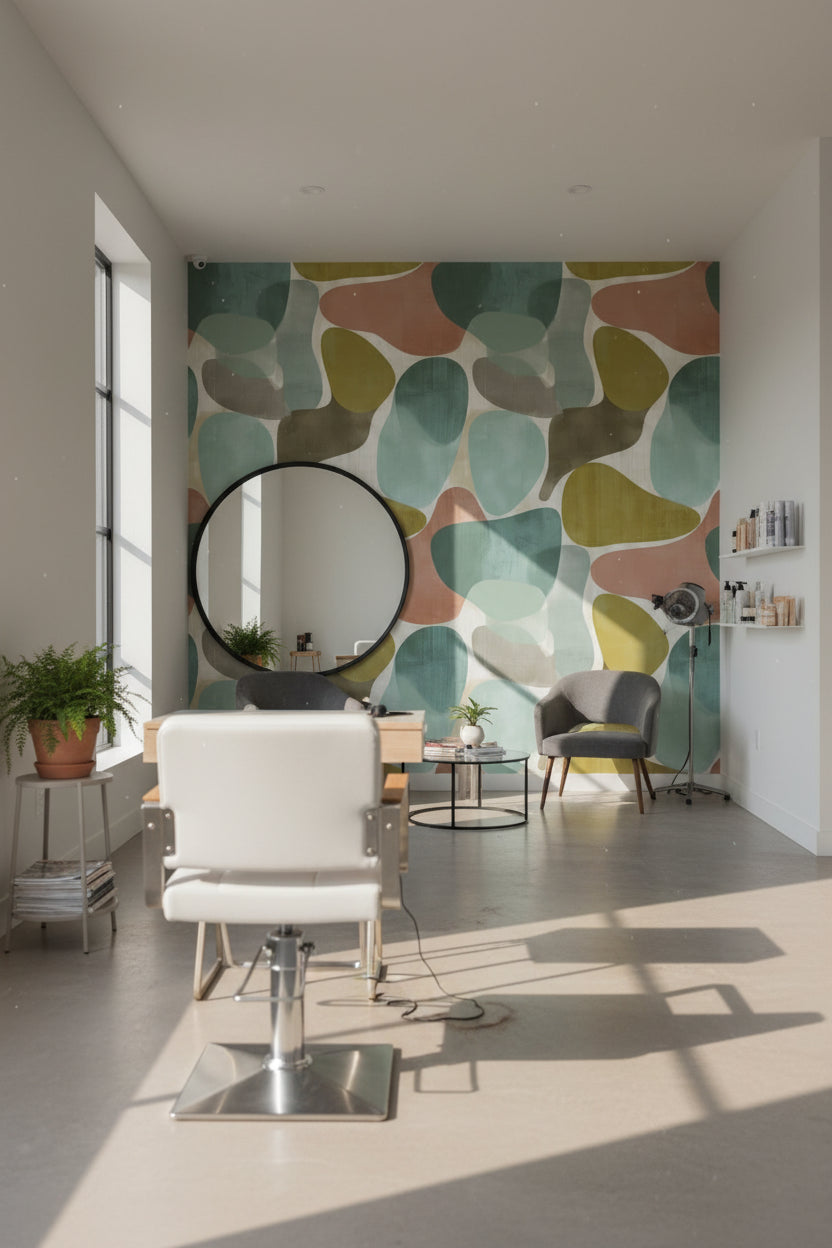 Mid-Century Modern Wallpaper Organik Shapes Wall Decor