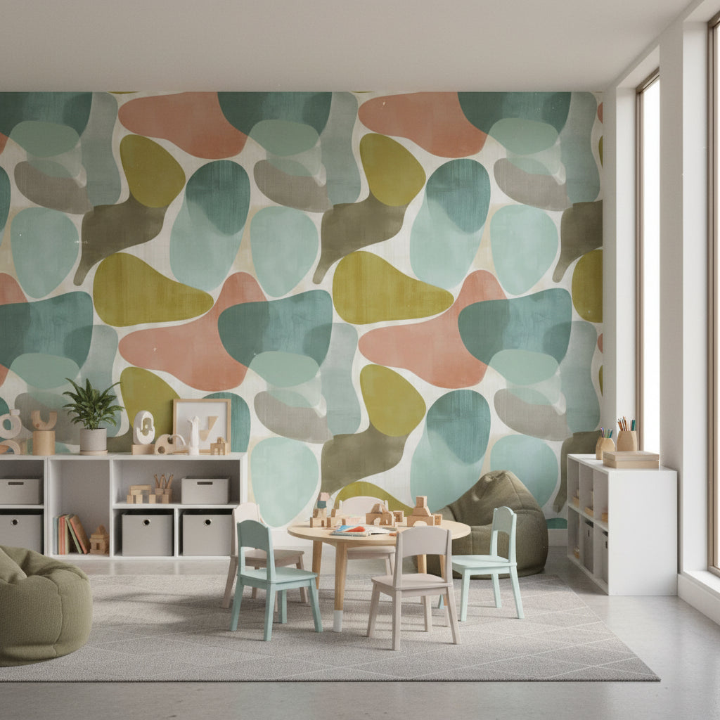 Mid-Century Modern Wallpaper Organik Shapes Wall Decor